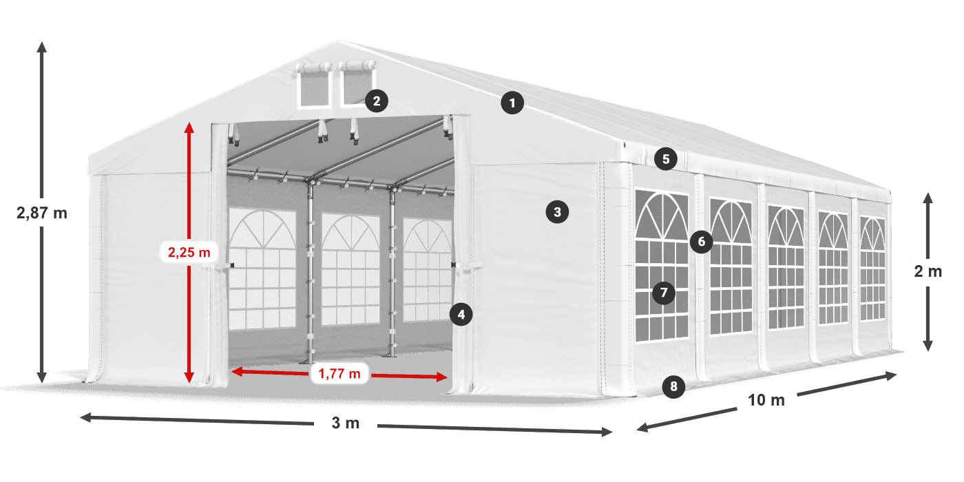 Střecha: SD 560 PVC Stěny: FR 620 PVC legenda 2m