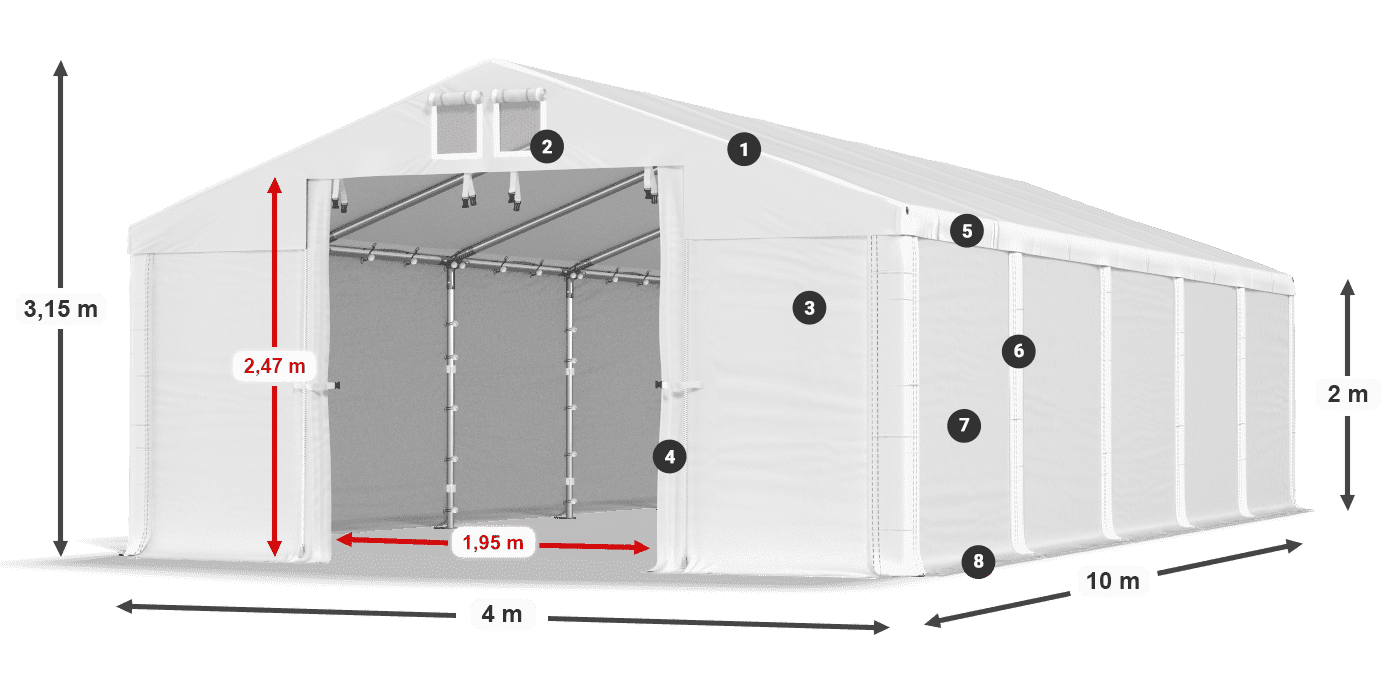 Střecha: SD 560 PVC Stěny: FR 620 PVC legenda 2m