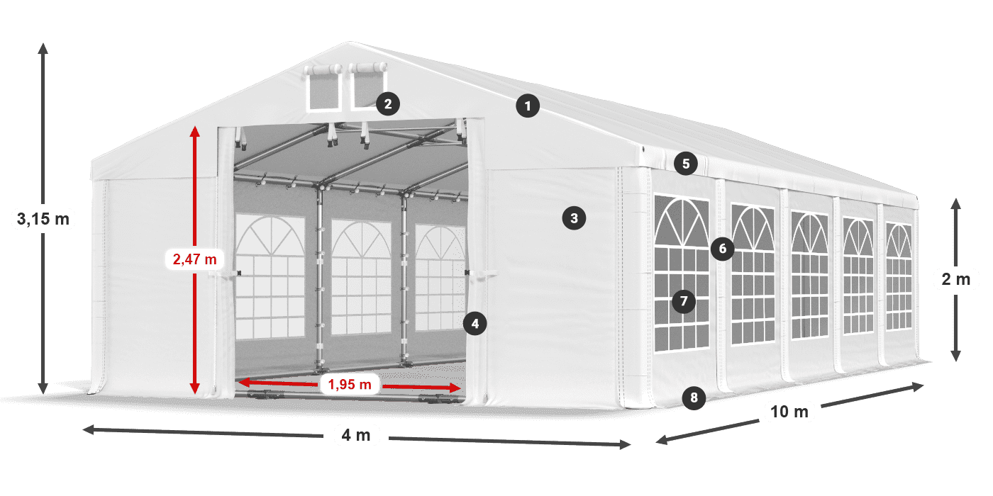 Střecha: SD 560 PVC Stěny: FR 620 PVC legenda 2m