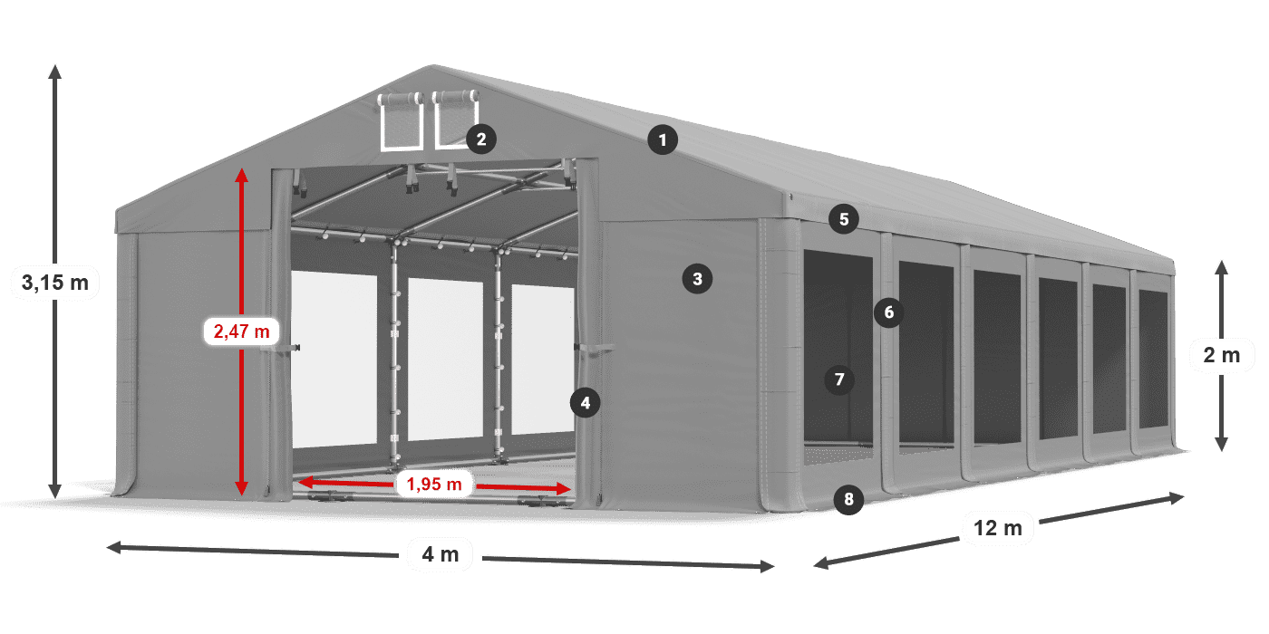Střecha: MS 580 PVC Stěny: MS 580 PVC 2m legenda