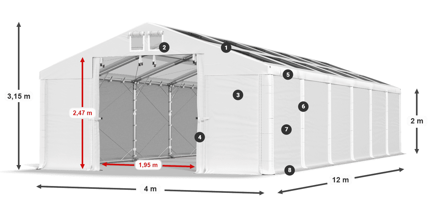 Střecha: MS T 580 PVC Stěny: SD 500 PVC 2m legenda