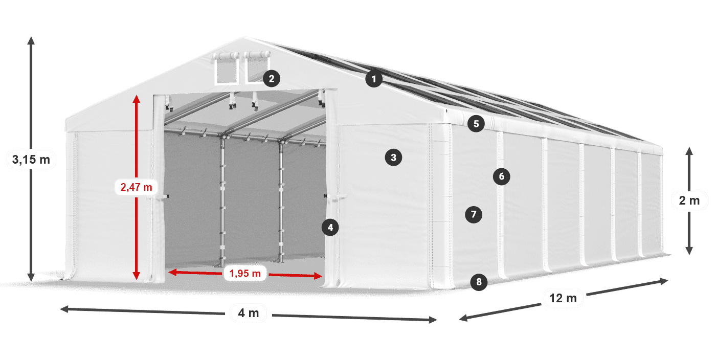 Střecha: MS T 580 PVC Stěny: SD 500 PVC 2m legenda