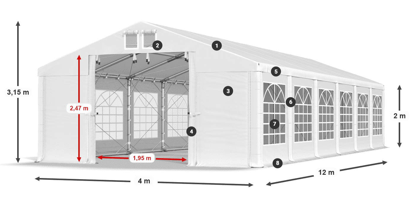 Střecha: SD 560 PVC Stěny: FR 620 PVC legenda 2m