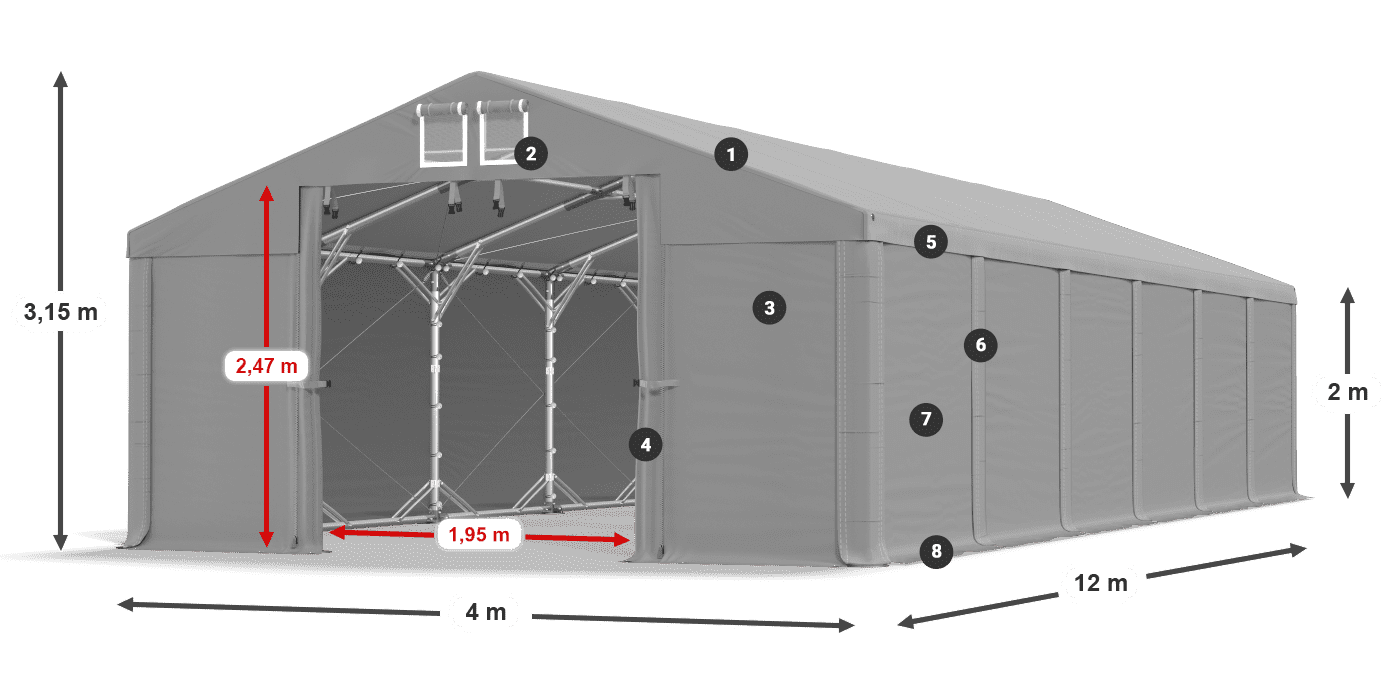 Střecha: SD 560 PVC Stěny: FR 620 PVC legenda 2m
