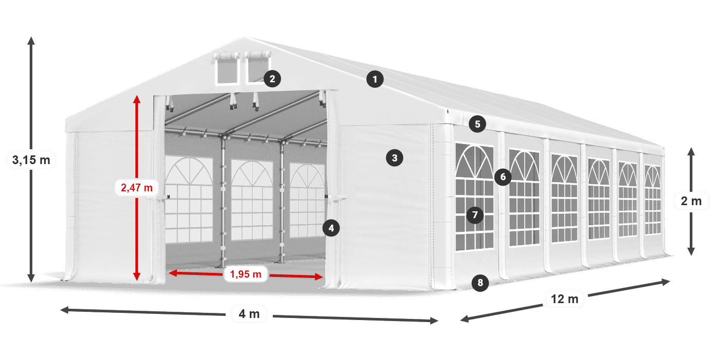 Střecha: SD 560 PVC Stěny: FR 620 PVC legenda 2m