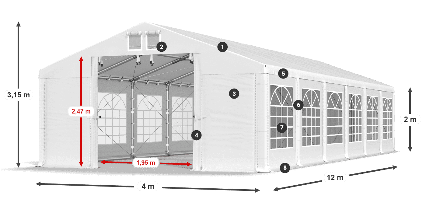 Střecha: SD 560 PVC Stěny: FR 620 PVC legenda 2m