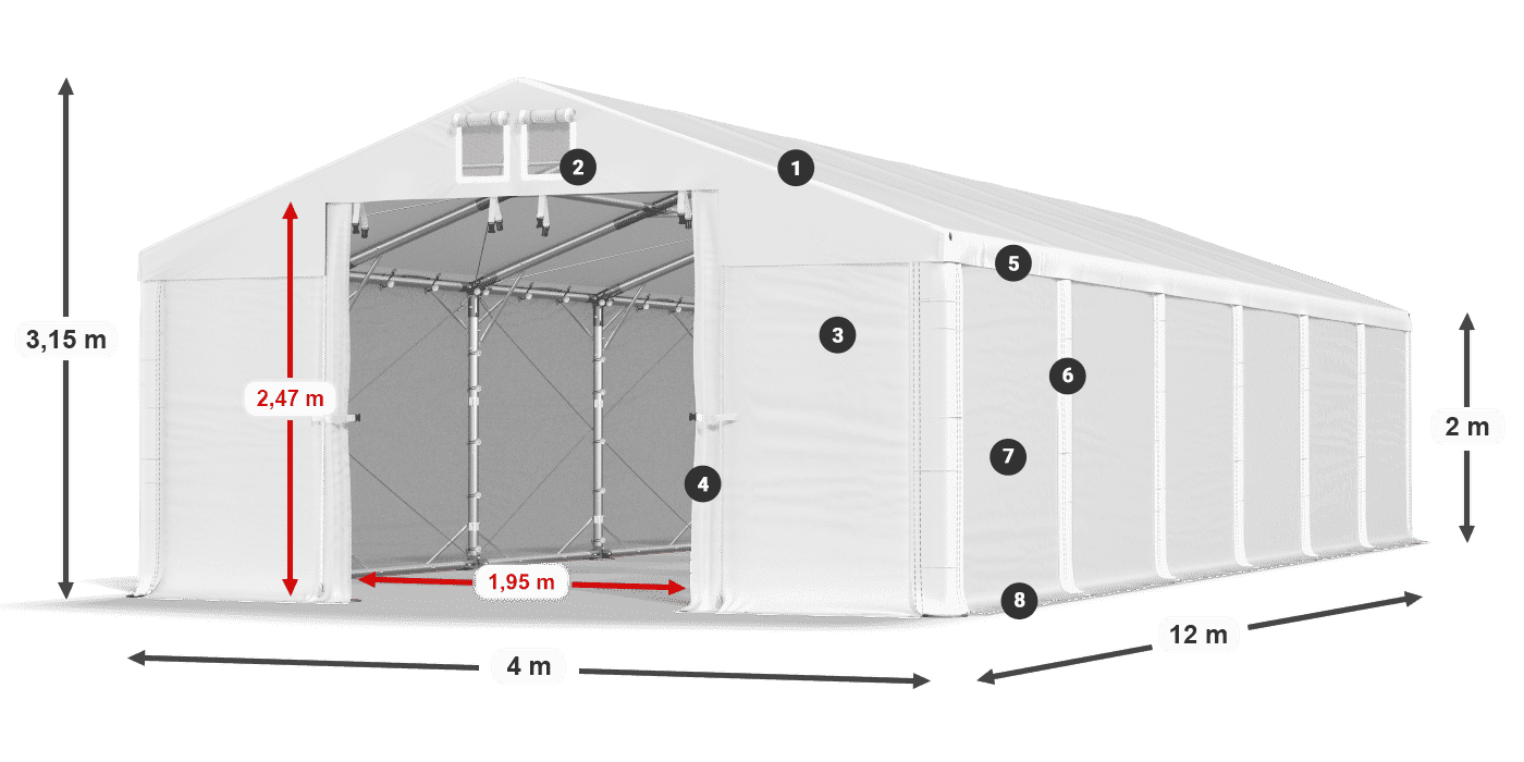 Střecha: SD 560 PVC Stěny: MS 580 PVC legenda 2m