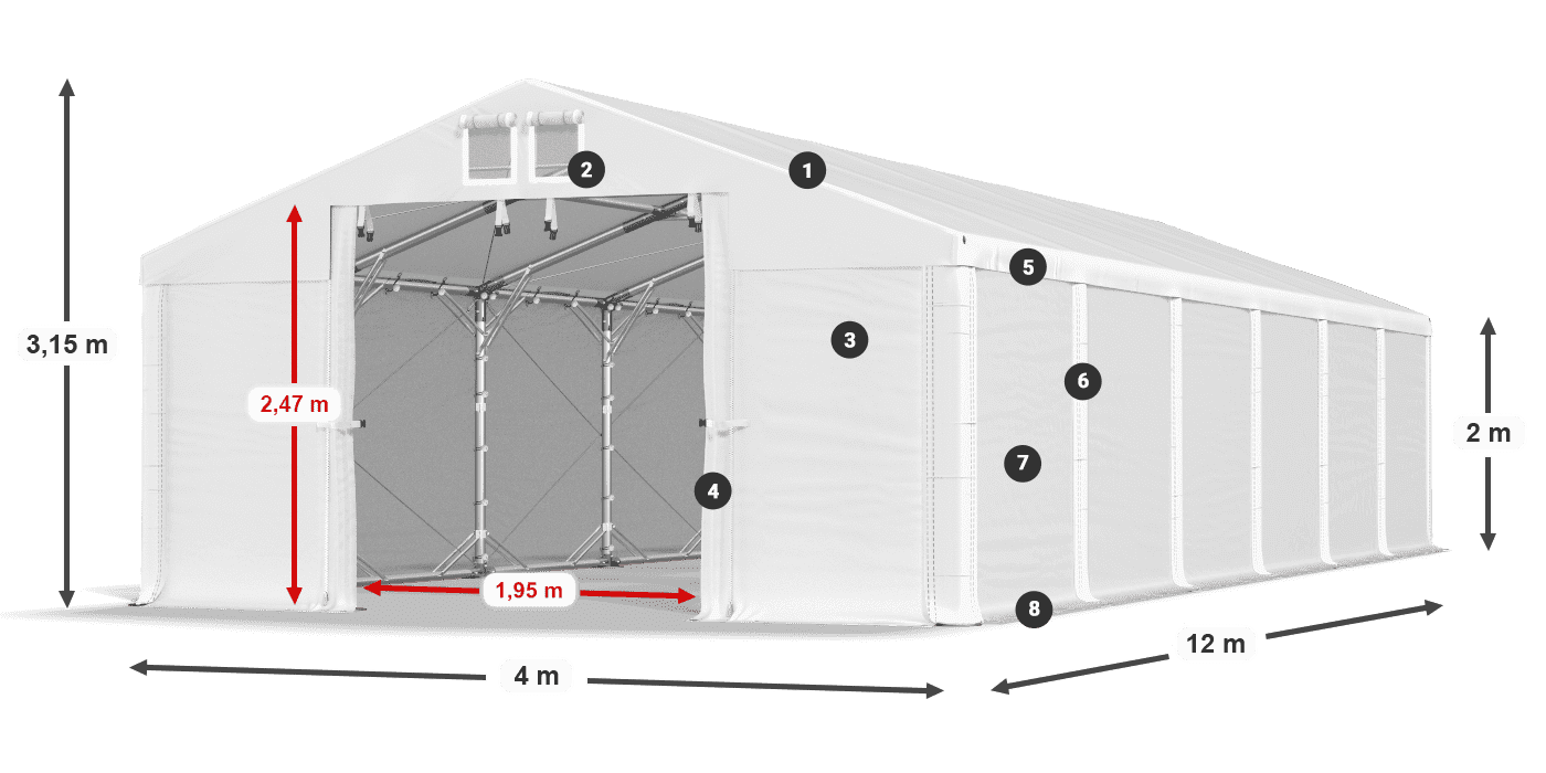 Střecha: SD 560 PVC Stěny: MS 580 PVC legenda 2m