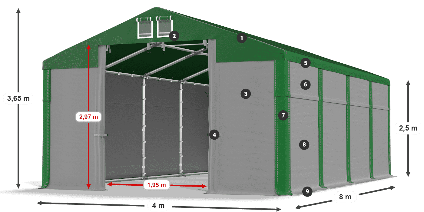 Střecha: SD 560 PVC Stěny: MS 580 PVC legenda 2,5m
