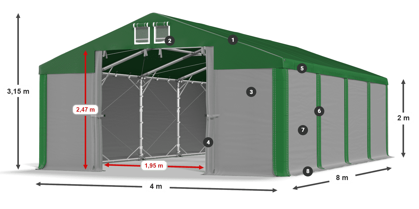 Střecha: SD 560 PVC Stěny: FR 620 PVC legenda 2m