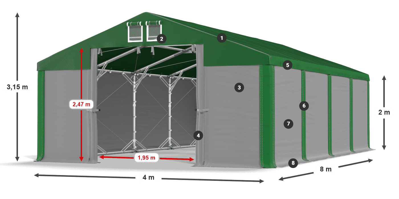Střecha: SD 560 PVC Stěny: FR 620 PVC legenda 2m