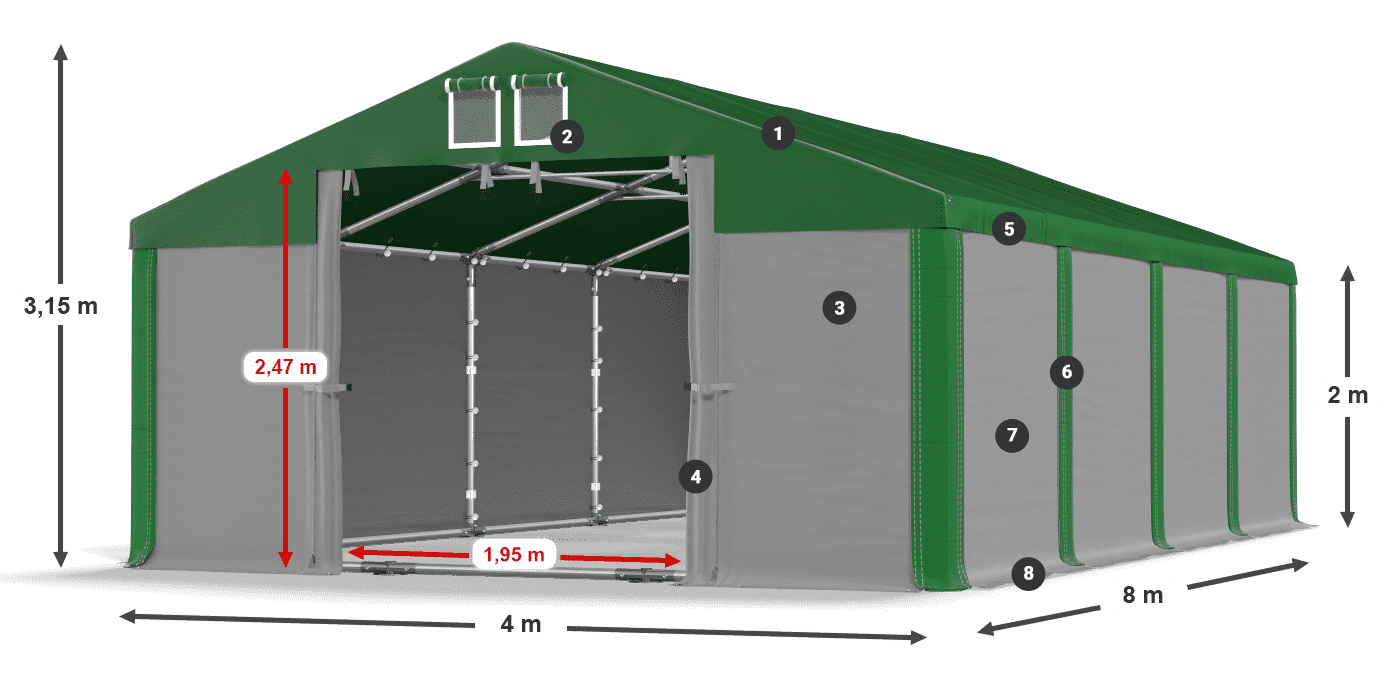 Střecha: SD 560 PVC Stěny: FR 620 PVC legenda 2m