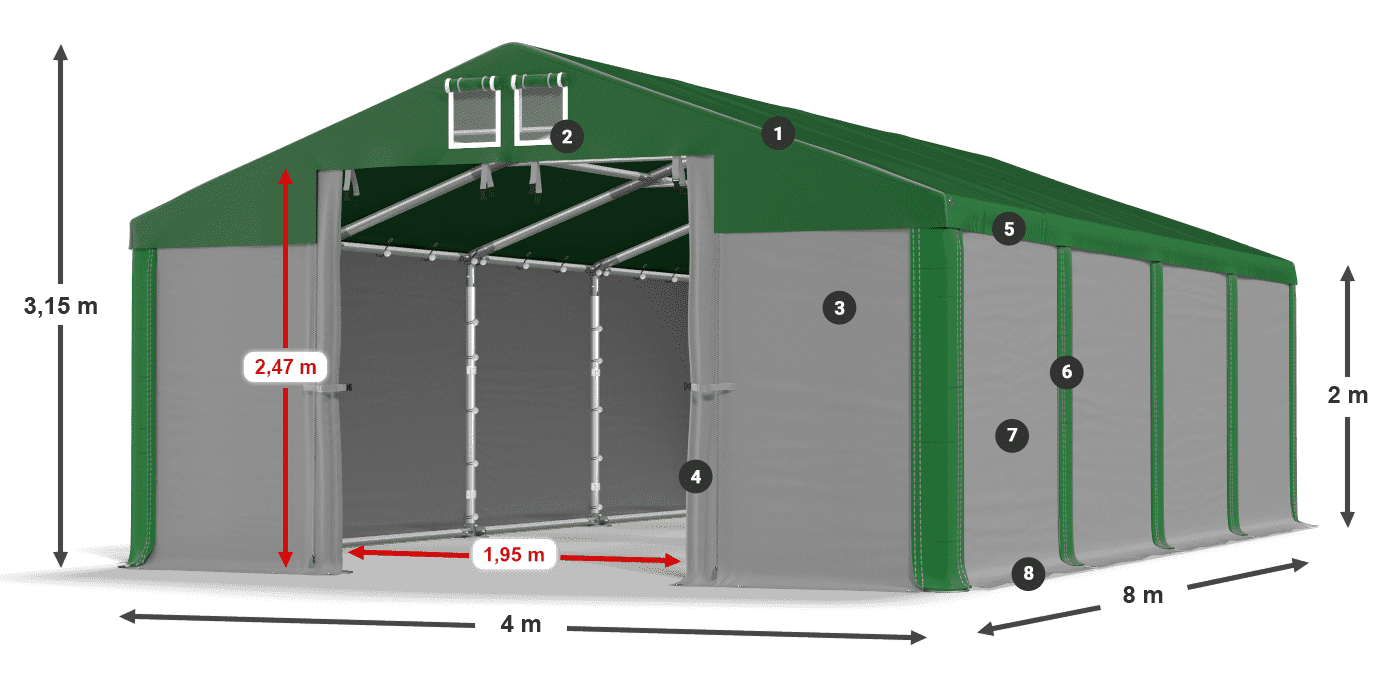 Střecha: SD 560 PVC Stěny: FR 620 PVC legenda 2m