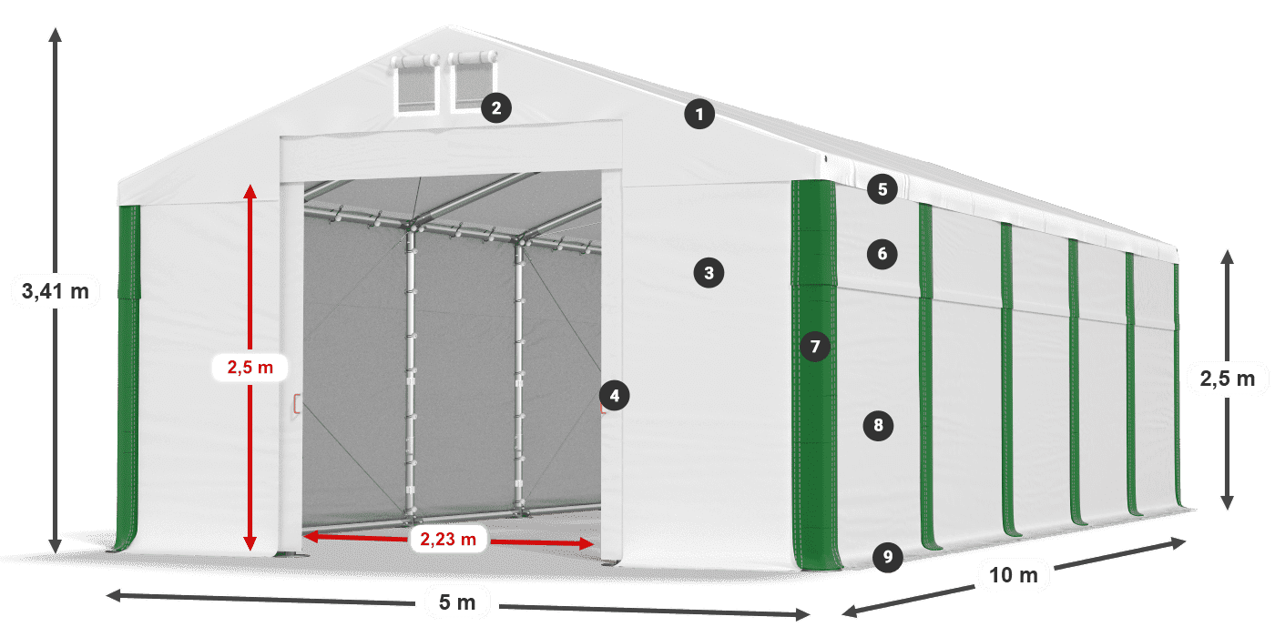 Střecha: SD 560 PVC Stěny: MS 580 PVC legenda 2,5m