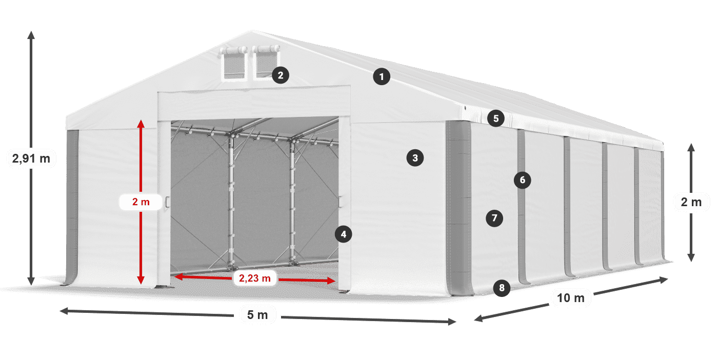 Střecha: FR 620 PVC Stěny: SD 580 PVC 2m legenda