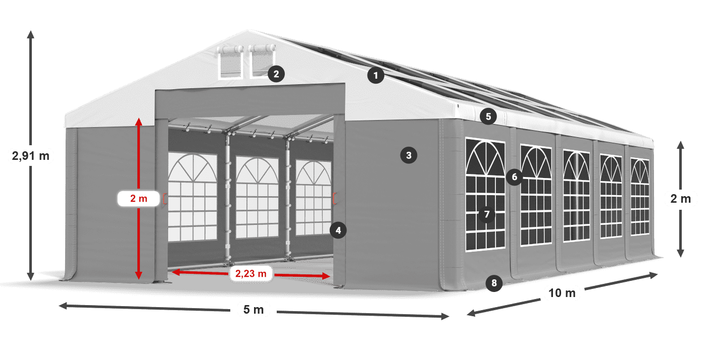 Střecha: MS 580 PVC Stěny: SD 500 PVC 2m legenda