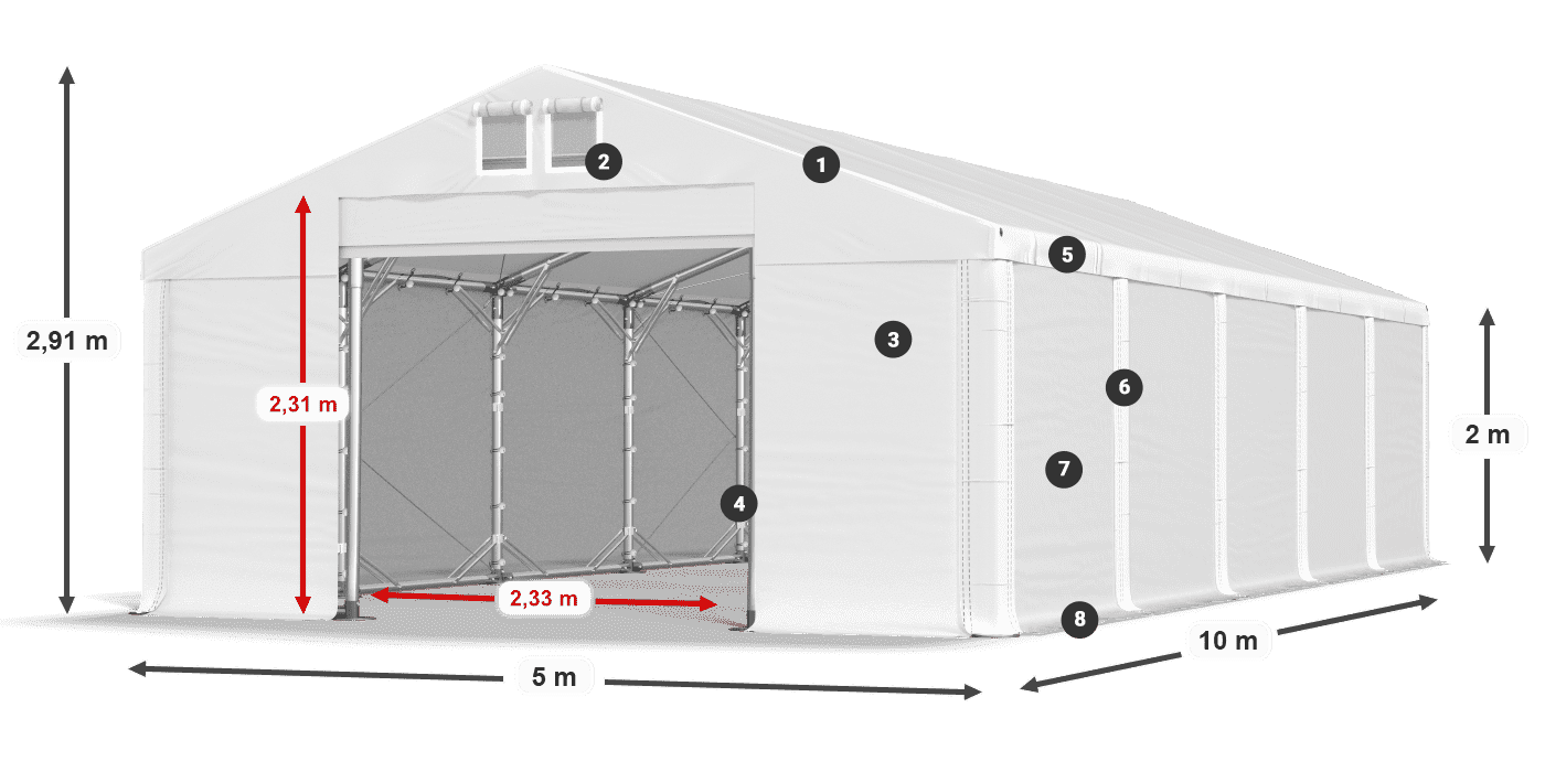 Střecha: SD 560 PVC Stěny: MS 580 PVC legenda 2m