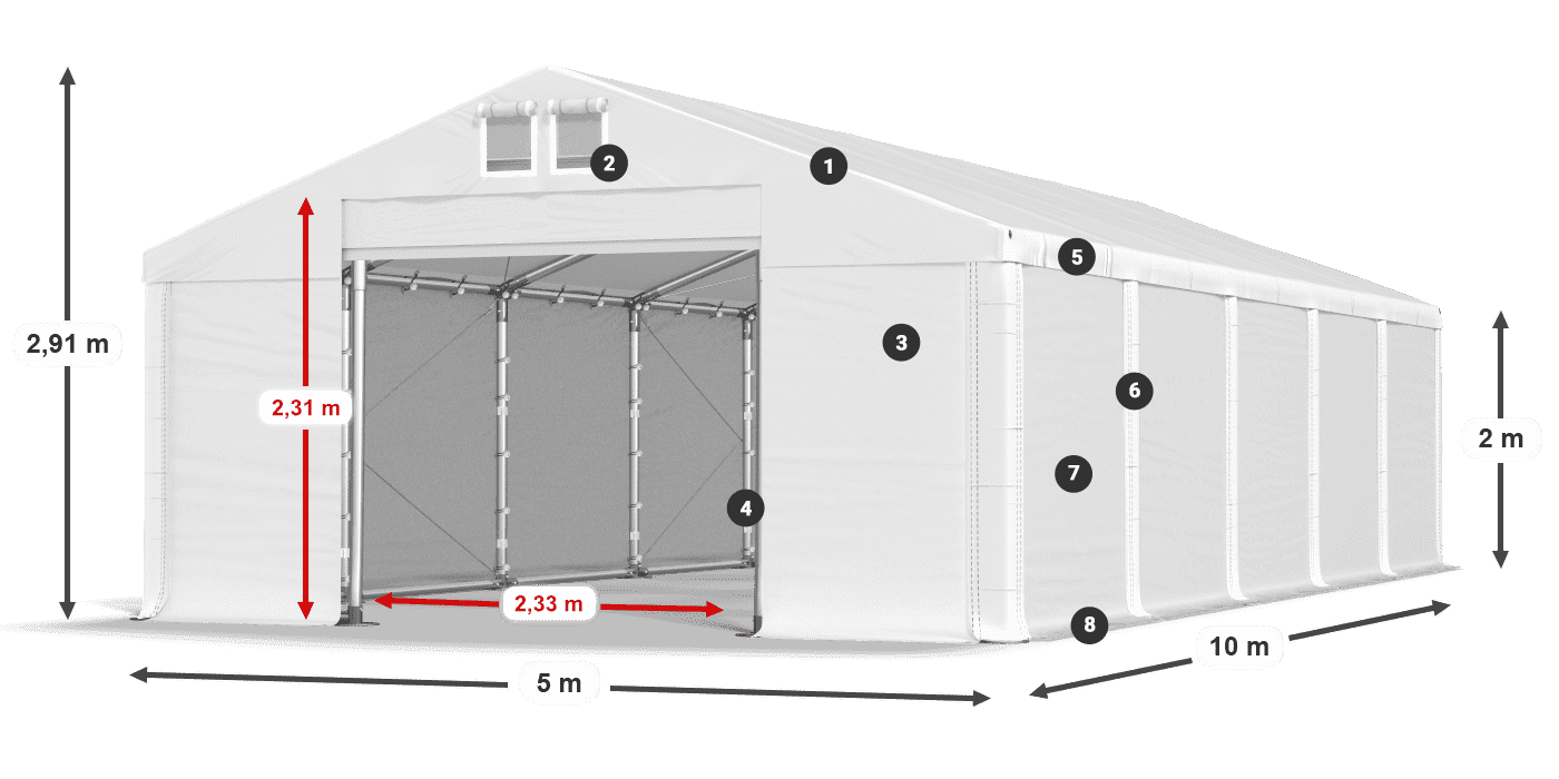 Střecha: SD 560 PVC Stěny: MS 580 PVC legenda 2m