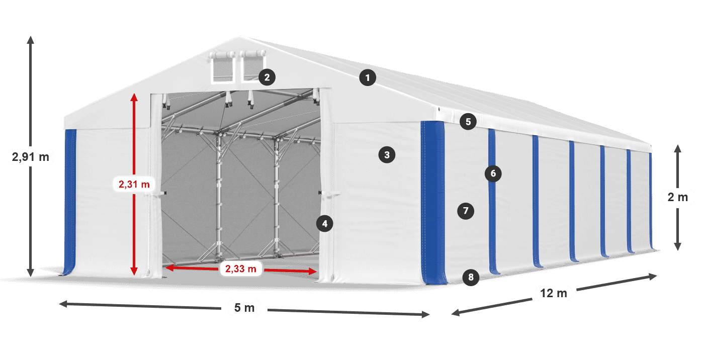 Střecha: FR 620 PVC Stěny: SD 580 PVC 2m legenda