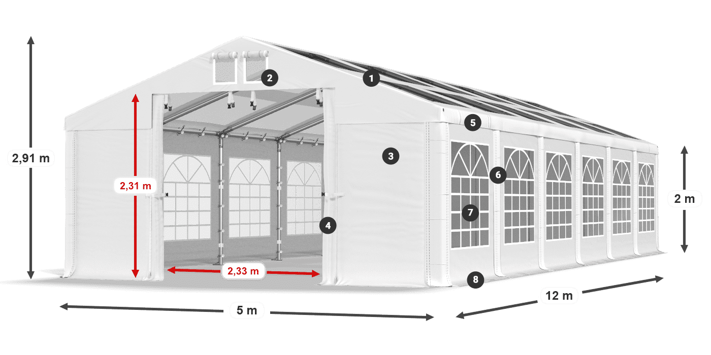 Střecha: MS T 580 PVC Stěny: FR 620 PVC 2m legenda