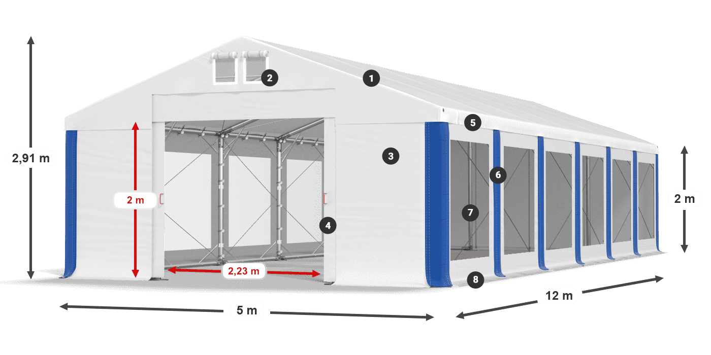 Střecha: MS 580 PVC Stěny: MS 580 PVC 2m legenda