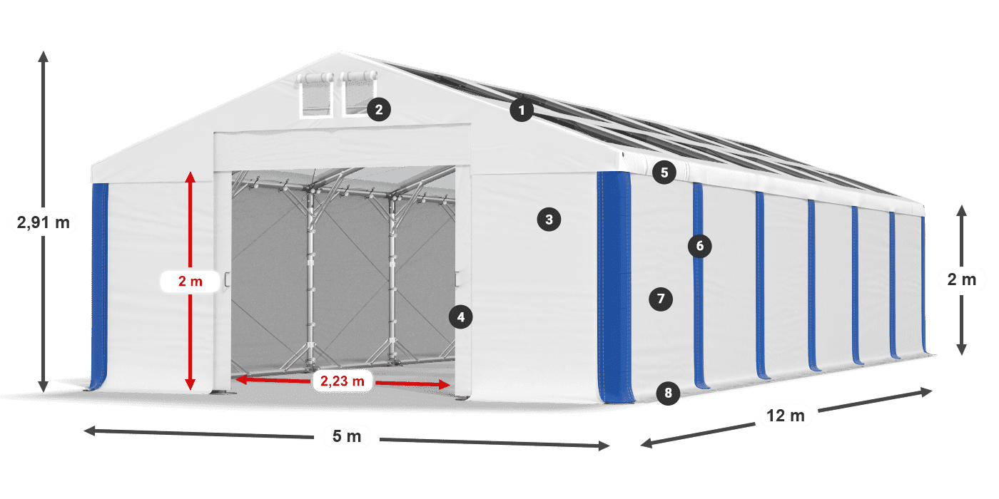 Střecha: MS T 580 PVC Stěny: SD 500 PVC 2m legenda