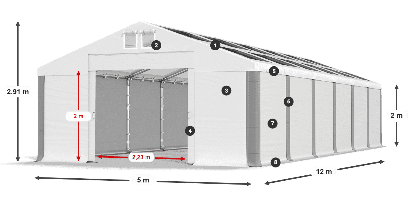 Střecha: MS T 580 PVC Stěny: SD 500 PVC 2m legenda