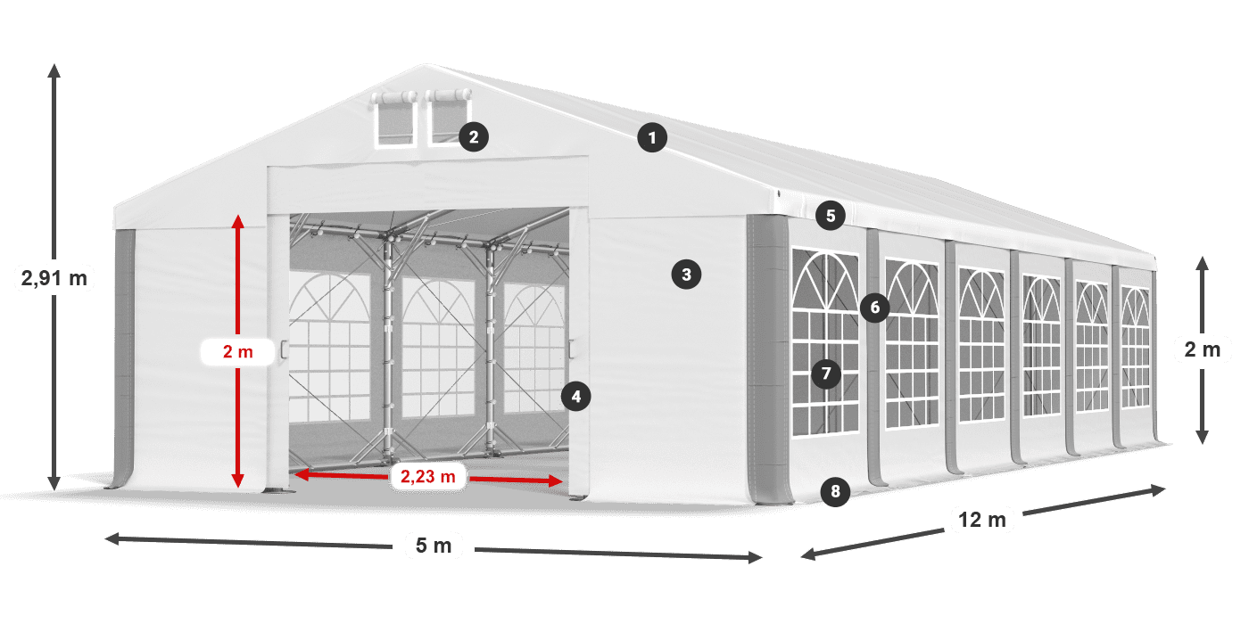 Střecha: SD 560 PVC Stěny: FR 620 PVC legenda 2m