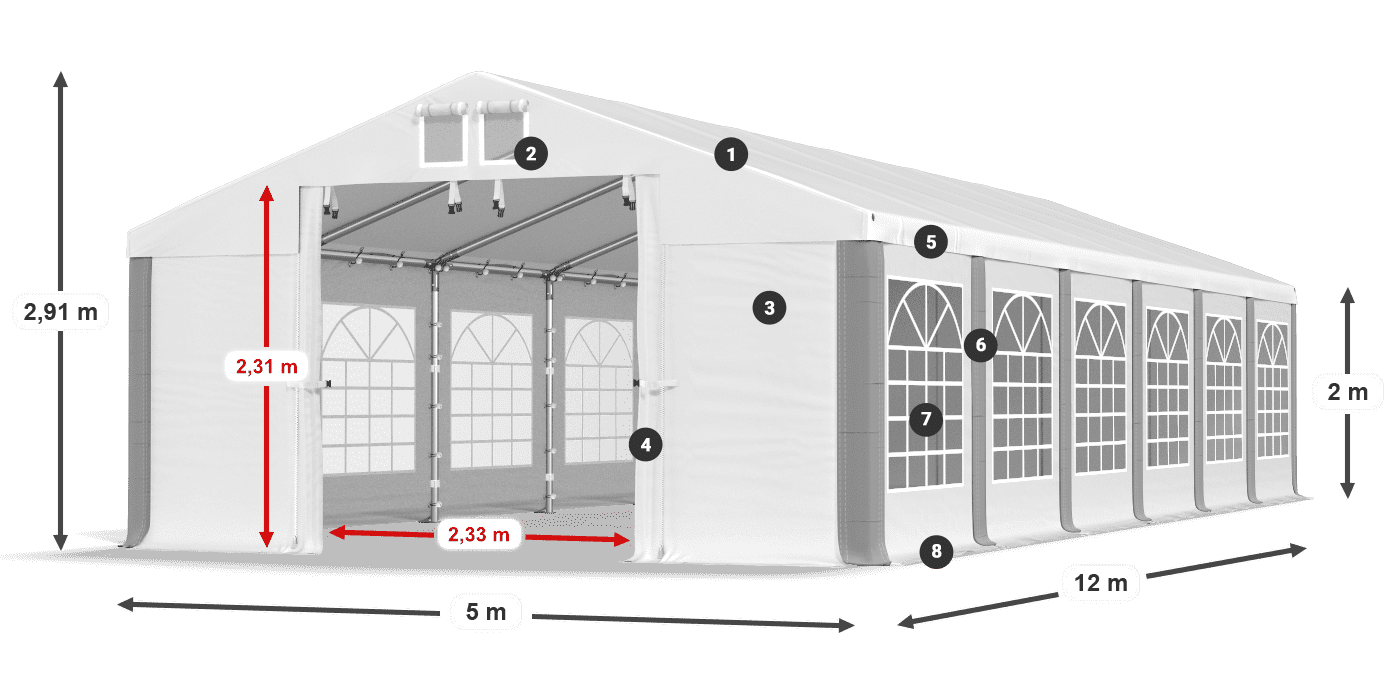Střecha: SD 560 PVC Stěny: FR 620 PVC legenda 2m