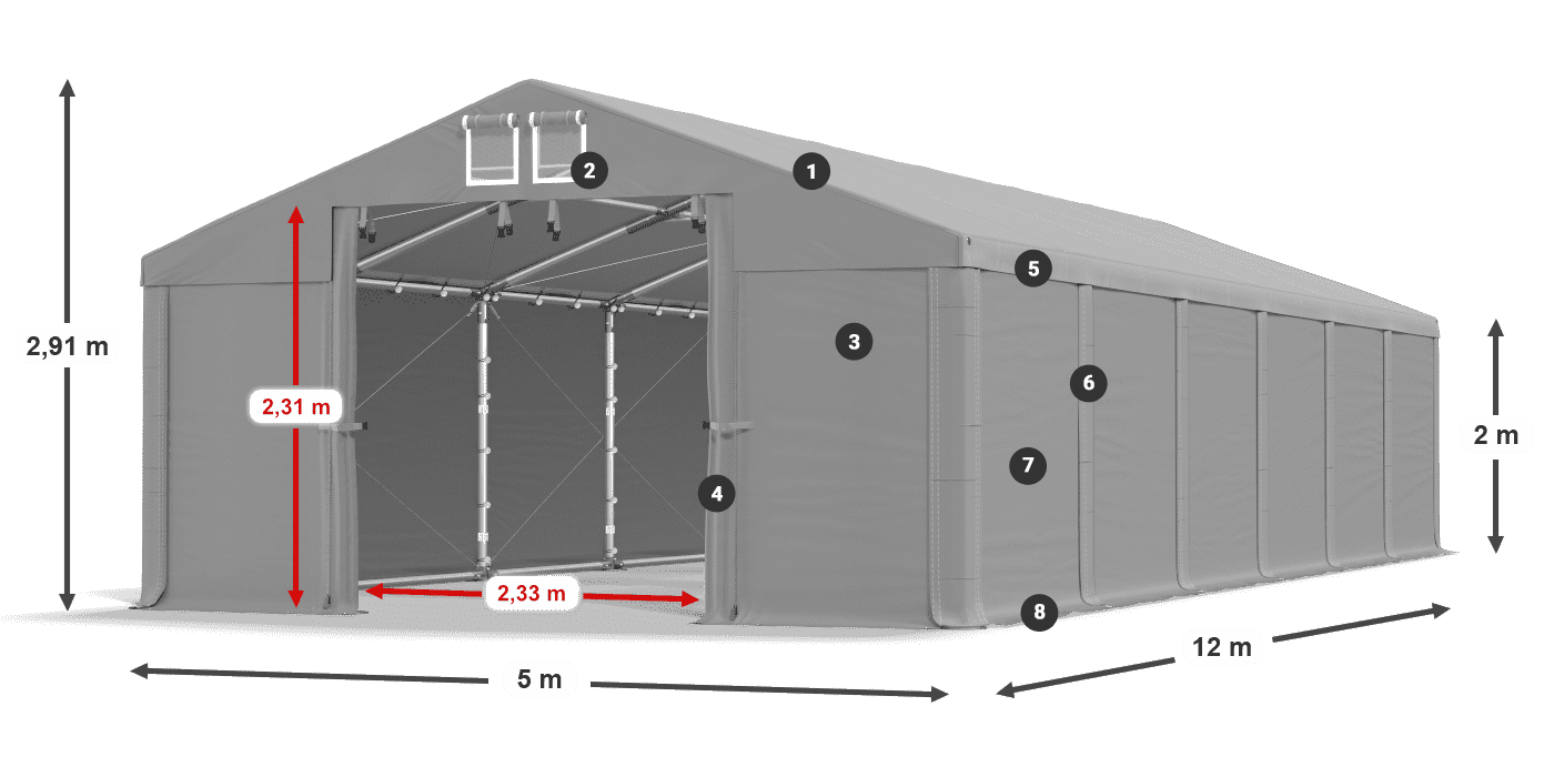 Střecha: SD 560 PVC Stěny: MS 580 PVC legenda 2m