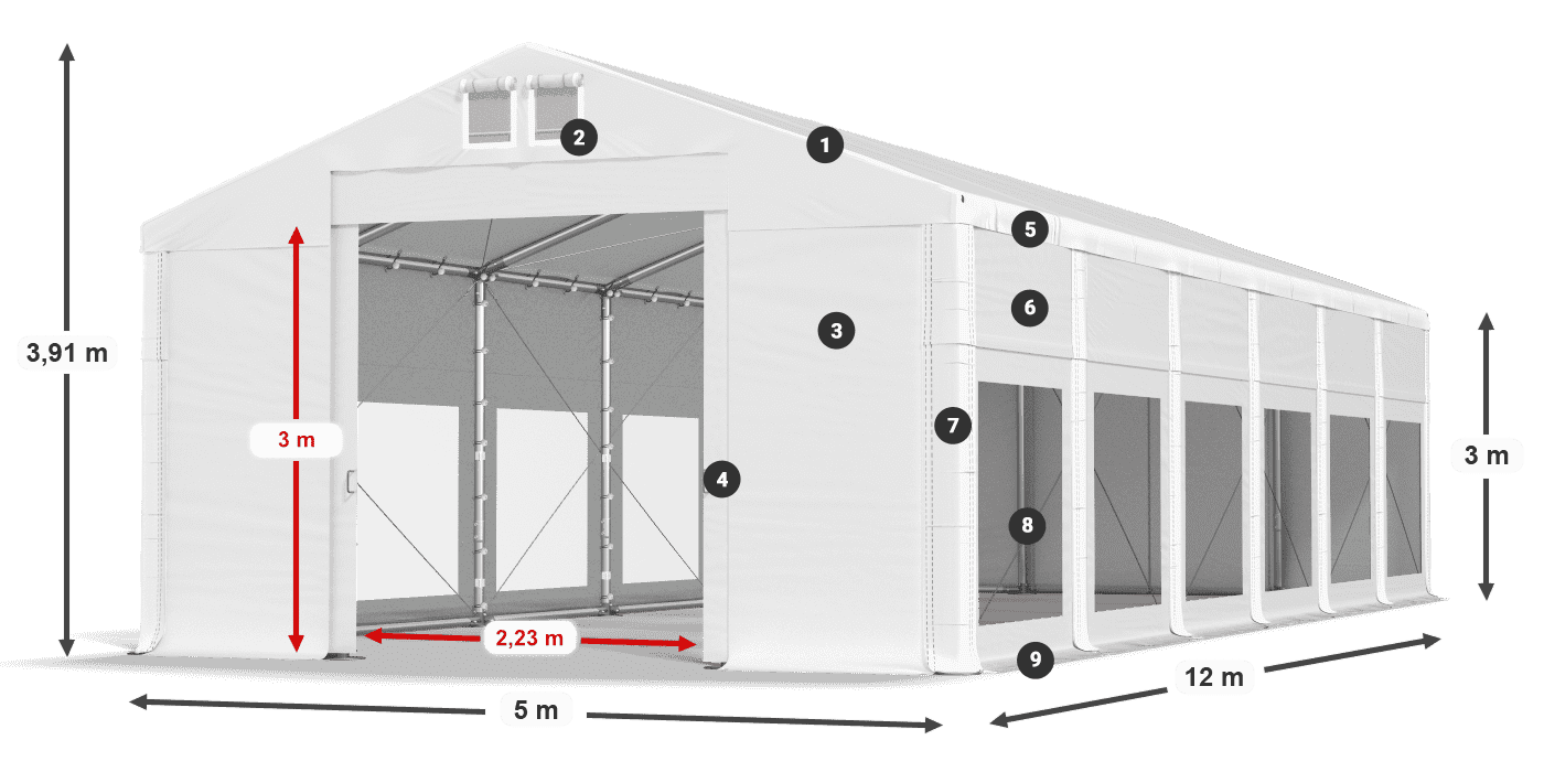 Střecha: MS 580 PVC Stěny: MS 580 PVC 3m legenda