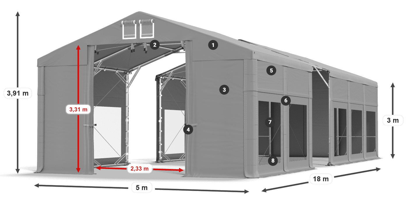 Střecha: MS 580 PVC Stěny: MS 580 PVC 3m legenda