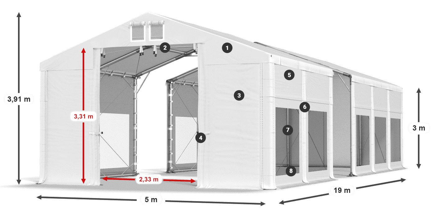 Střecha: MS 580 PVC Stěny: MS 580 PVC 3m legenda