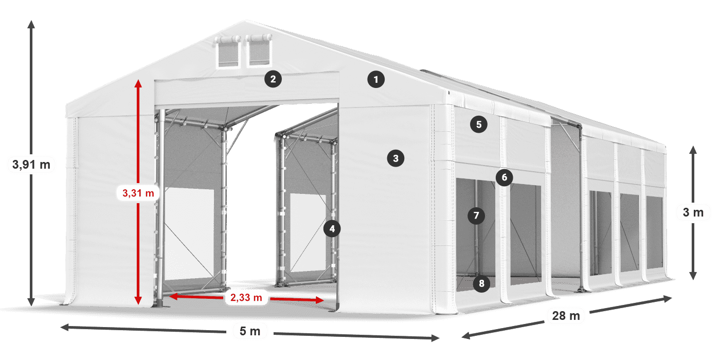 Střecha: MS 580 PVC Stěny: MS 580 PVC 3m legenda