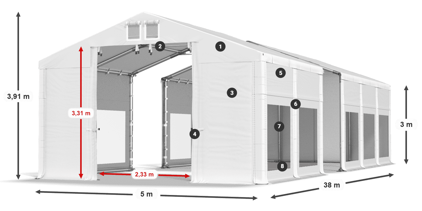 Střecha: MS 580 PVC Stěny: MS 580 PVC 3m legenda
