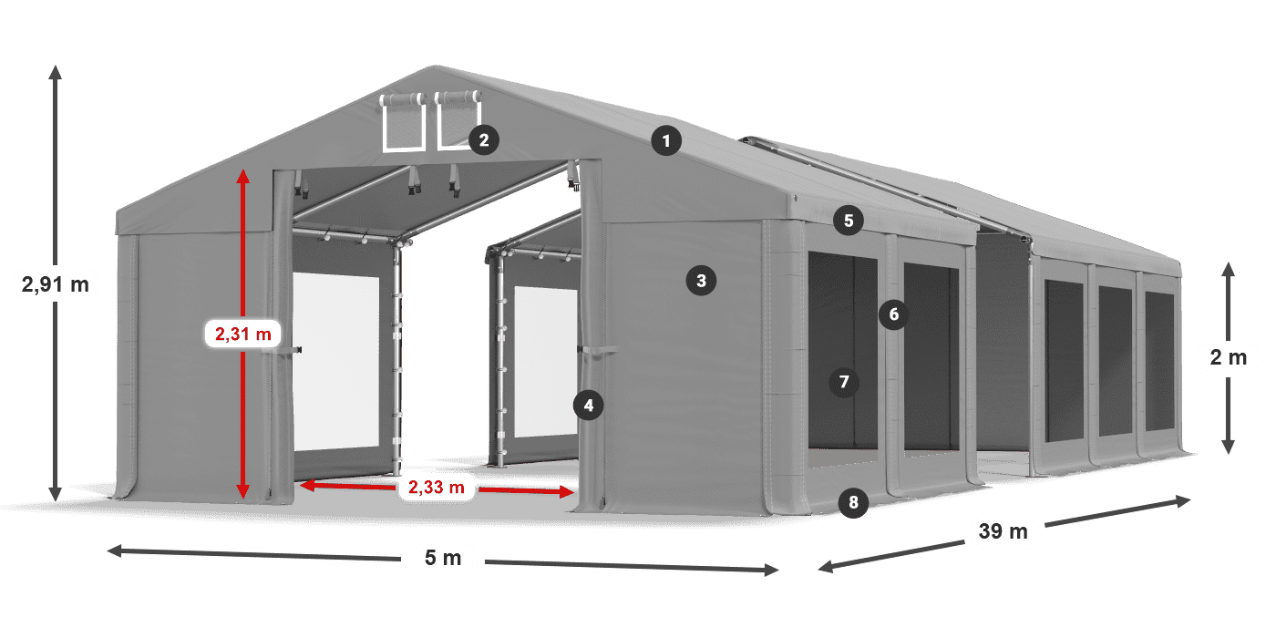 Střecha: FR 620 PVC Stěny: MS 580 PVC 2m legenda Střecha: FR 620 PVC Stěny: MS 580 PVC 2m legenda