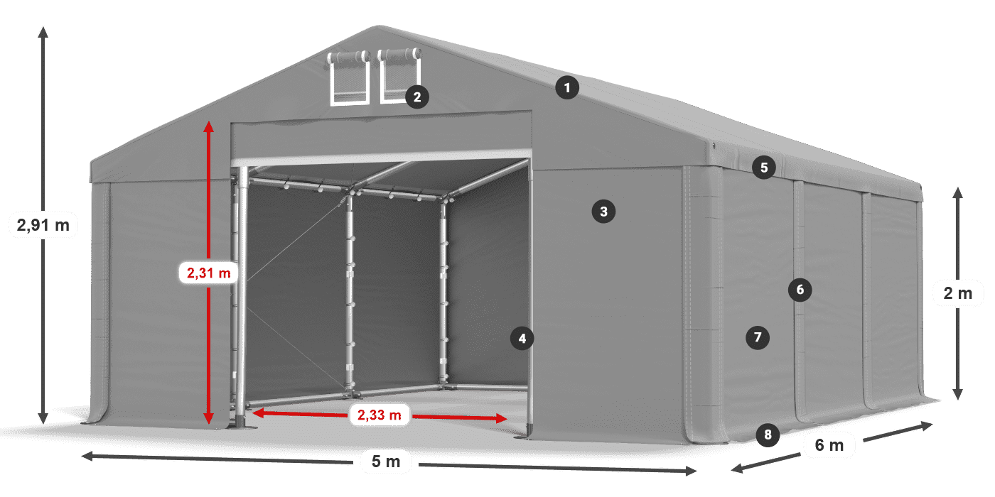 Střecha: FR 620 PVC Stěny: SD 580 PVC 2m legenda