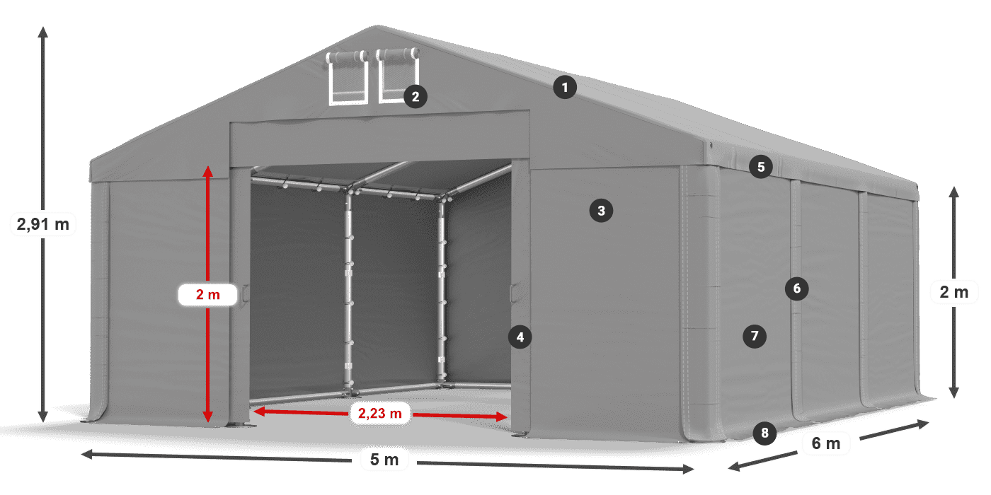 Střecha: SD 560 PVC Stěny: FR 620 PVC legenda 2m