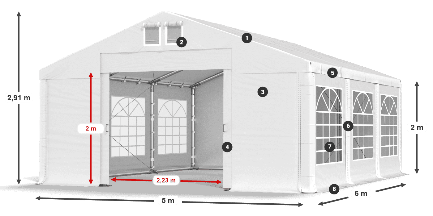 Střecha: SD 560 PVC Stěny: FR 620 PVC legenda 2m
