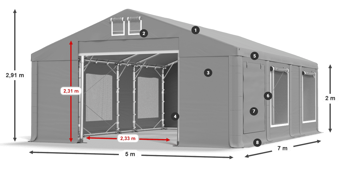 Střecha: FR 620 PVC Stěny: SD 500 PVC 2m legenda Střecha: FR 620 PVC Stěny: SD 500 PVC 2m legenda