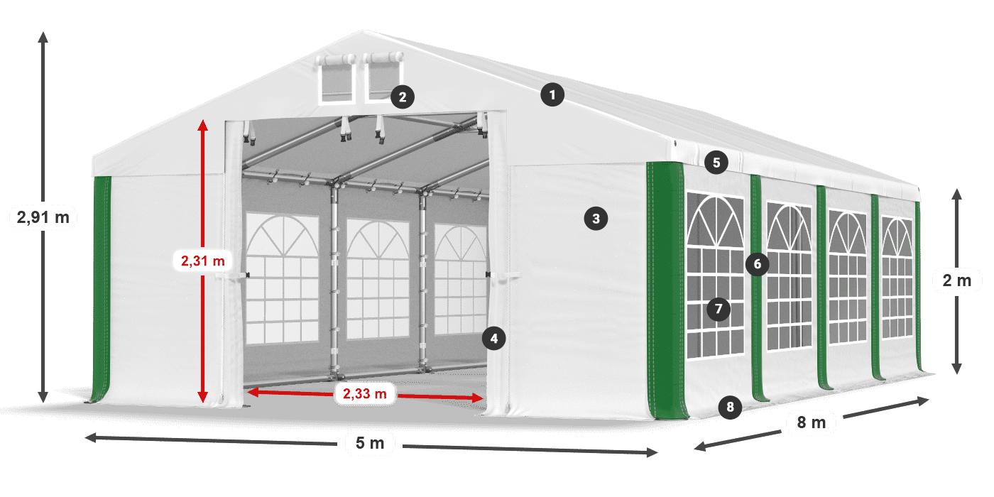 Střecha: SD 560 PVC Stěny: FR 620 PVC legenda 2m