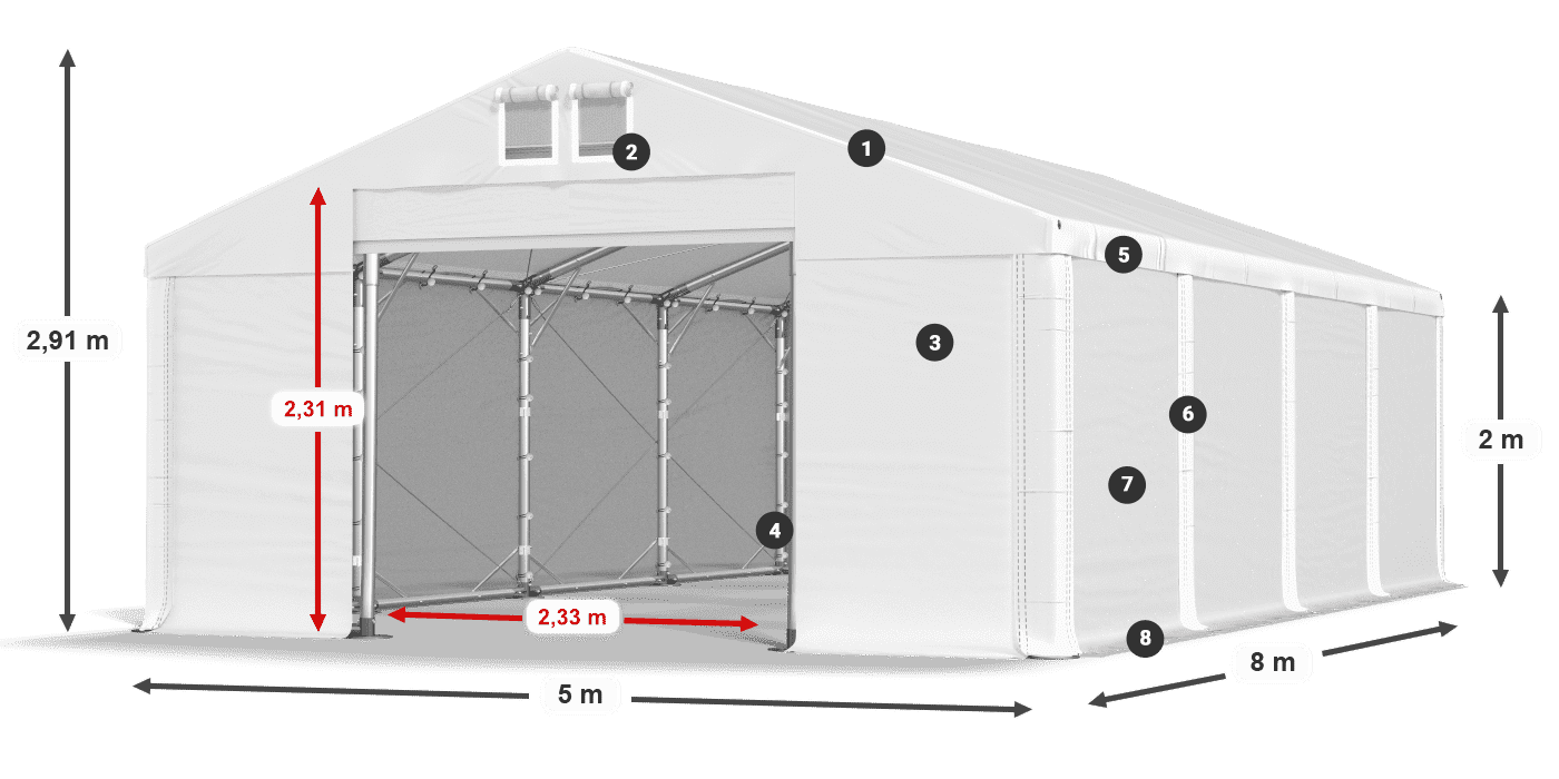 Střecha: SD 560 PVC Stěny: MS 580 PVC legenda 2m