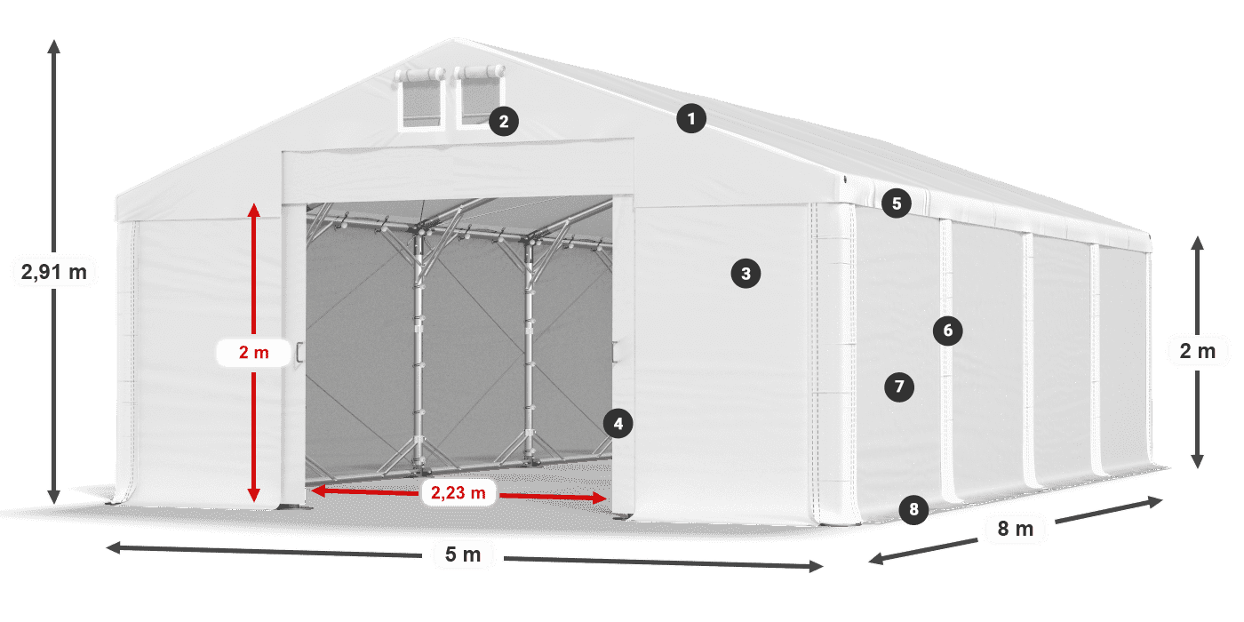 Střecha: SD 560 PVC Stěny: MS 580 PVC legenda 2m