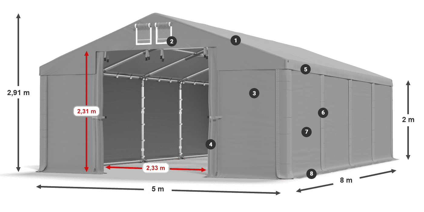 Střecha: SD 560 PVC Stěny: MS 580 PVC legenda 2m