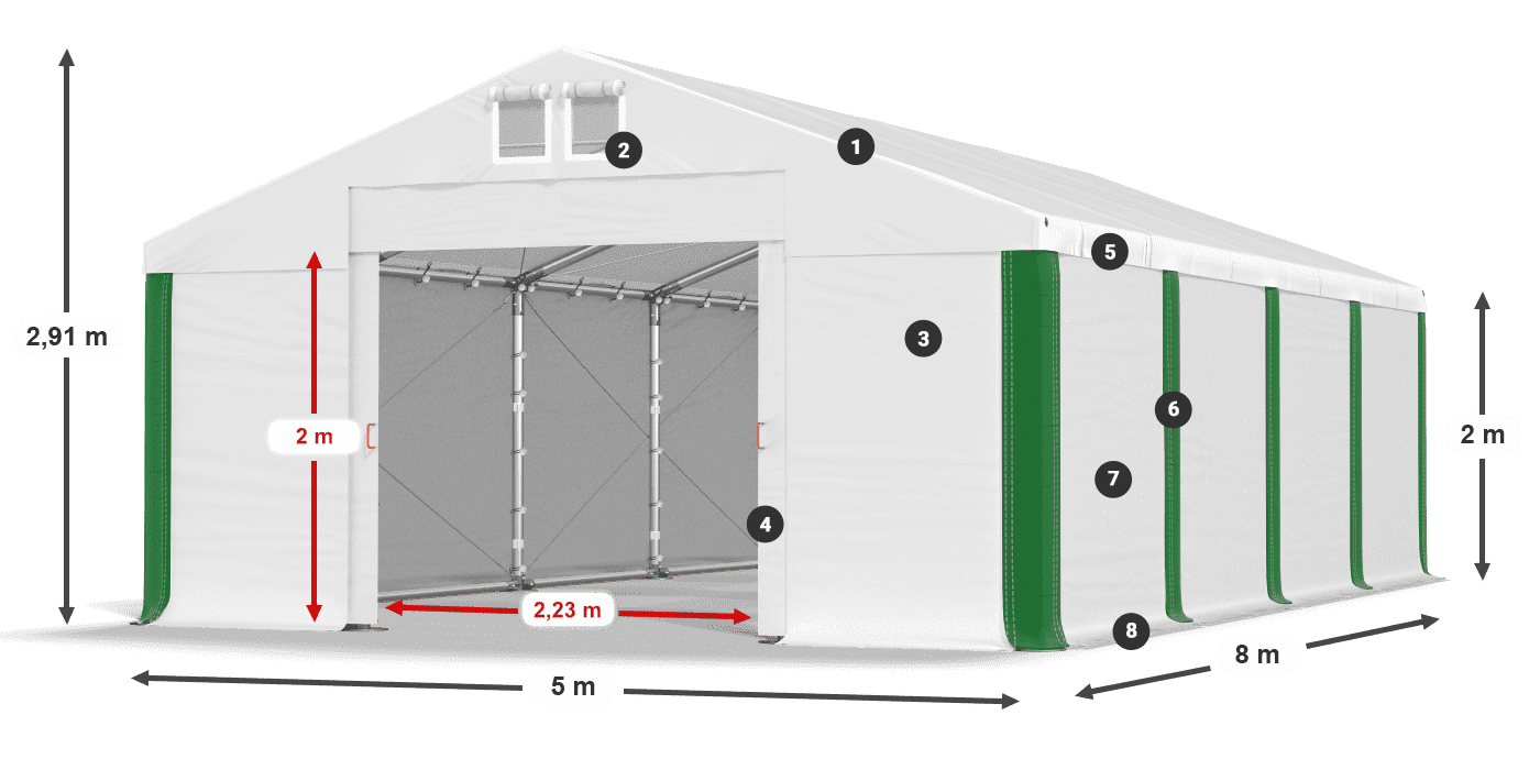 Střecha: SD 560 PVC Stěny: MS 580 PVC legenda 2m