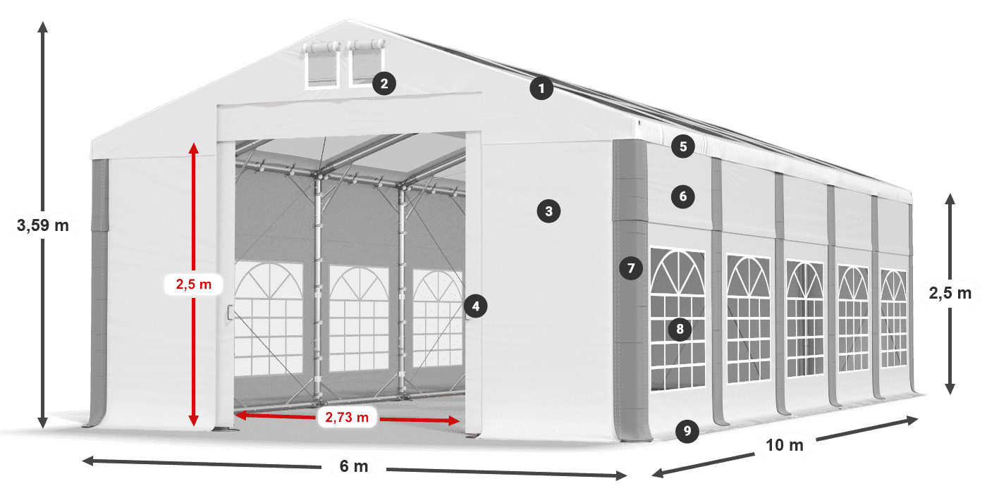 Střecha: MS 580 PVC Stěny: SD 500 PVC 2,5 m legenda