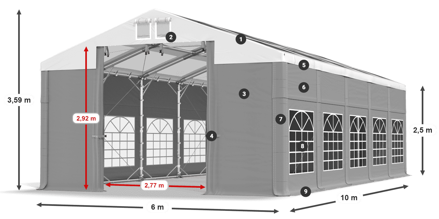 Střecha: MS 580 PVC Stěny: SD 500 PVC 2,5 m legenda