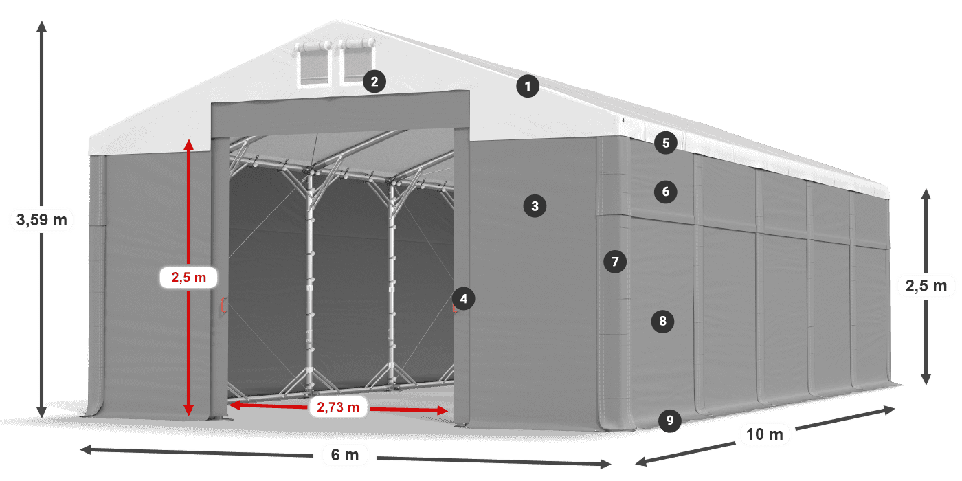 Střecha: MS 580 PVC Stěny: SD 500 PVC 2,5 m legenda
