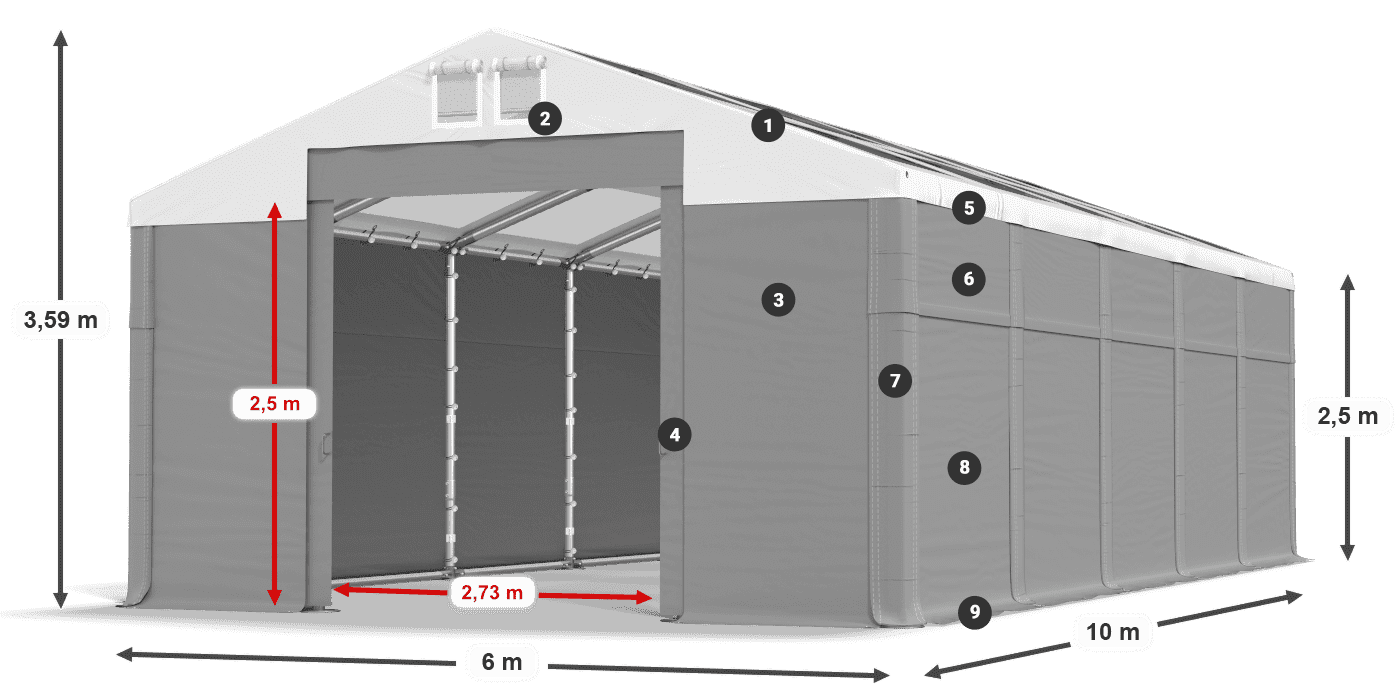 Střecha: MS T 580 PVC Stěny: SD 500 PVC 2,5 m legenda