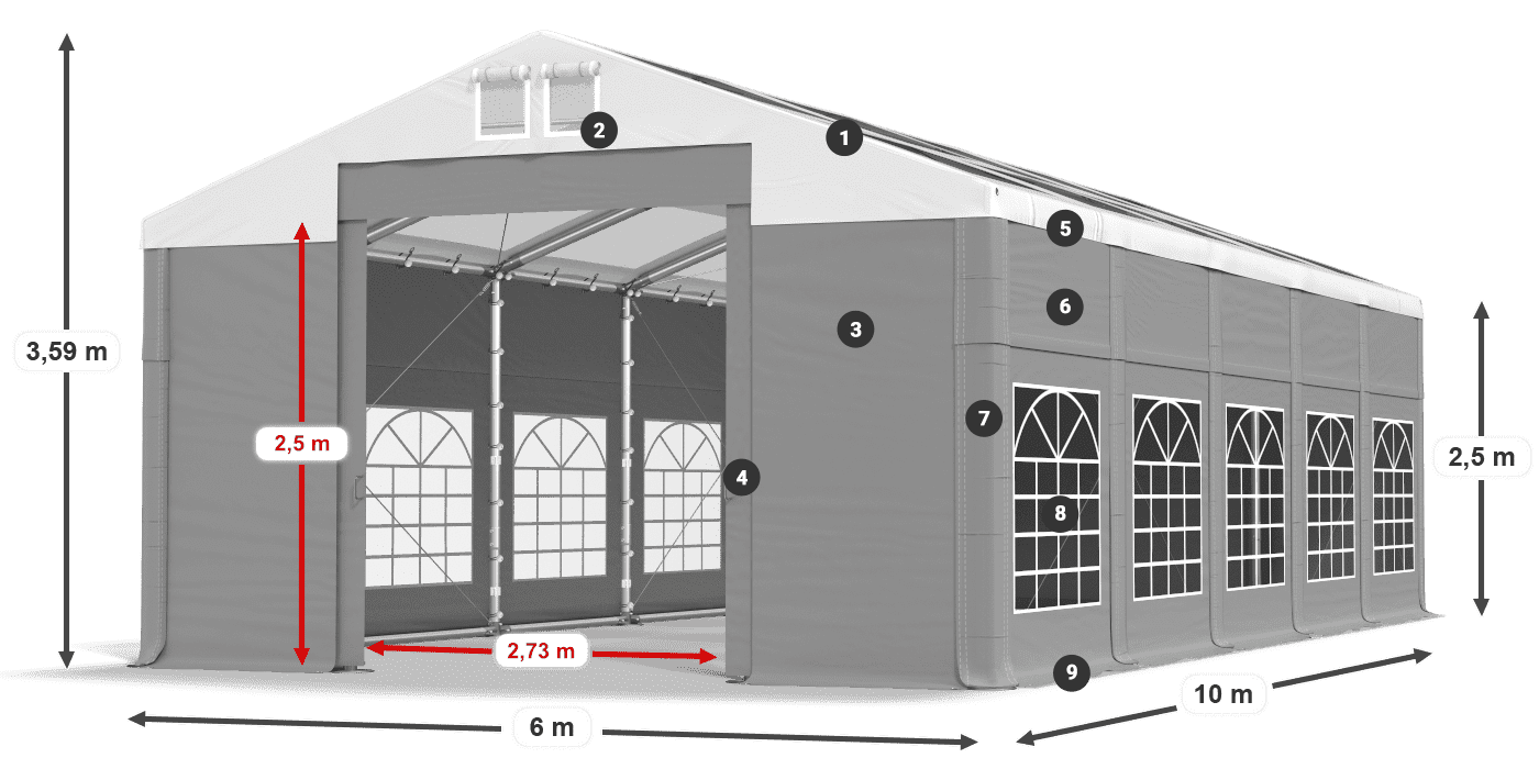 Střecha: MS 580 PVC Stěny: SD 500 PVC 2,5 m legenda